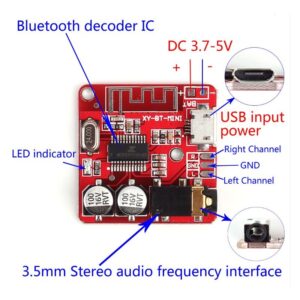 ماژول بلوتوث صوتی XY-BT-MINI دارای خروجی AUX قرمز